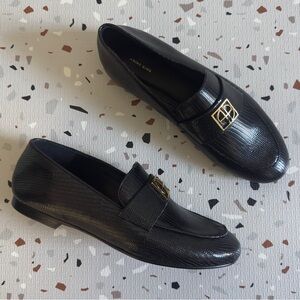 Anine Bing Corrine Monogram Loafers in Black Size 37
